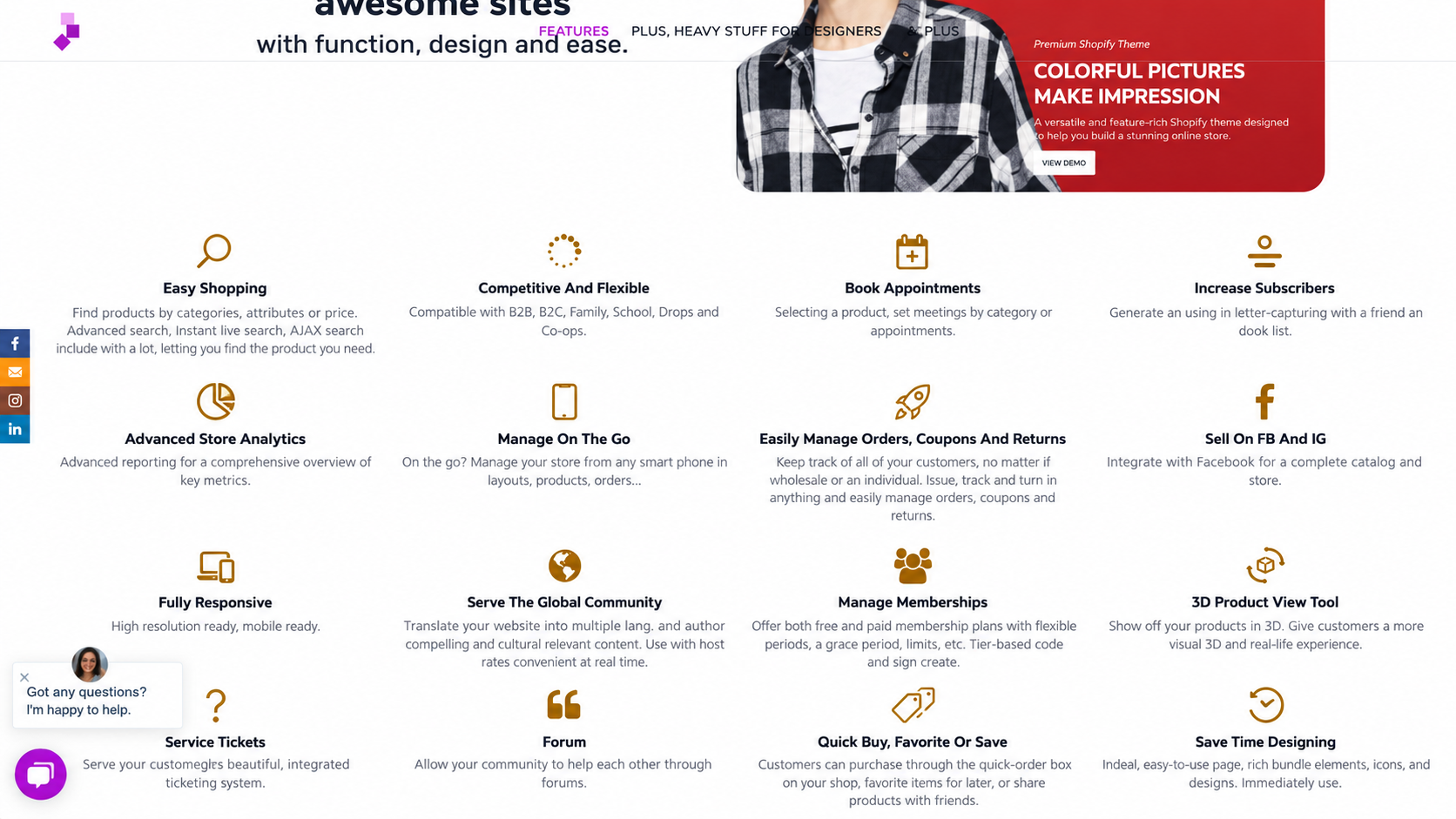 Original RedPlum features matrix